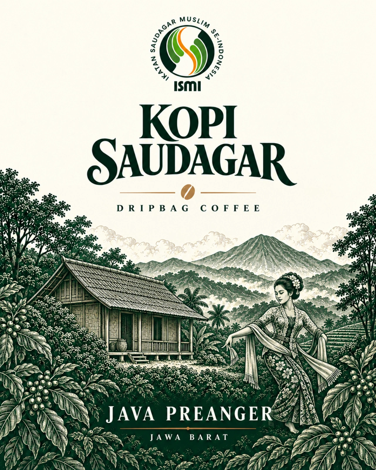 Desain depan kemasan Kopi Saudagar Java Preanger